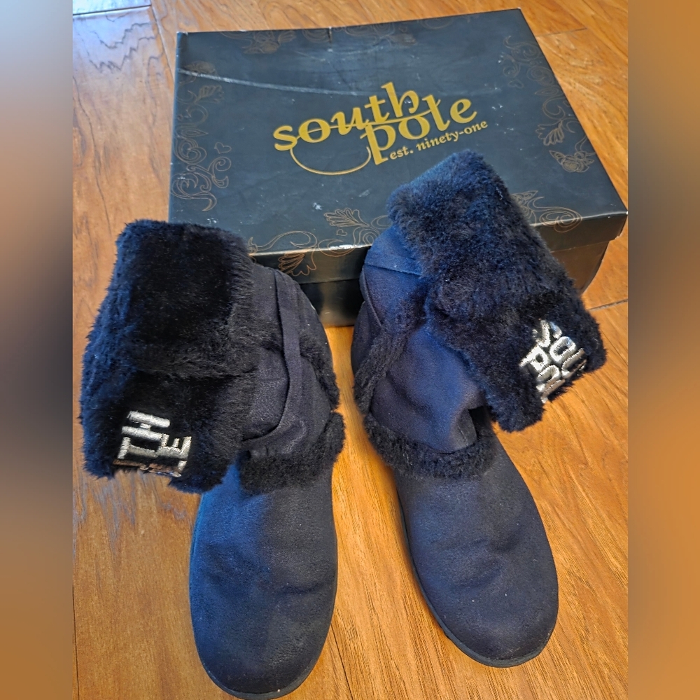 South Pole Black Fur-Trimmed Boots